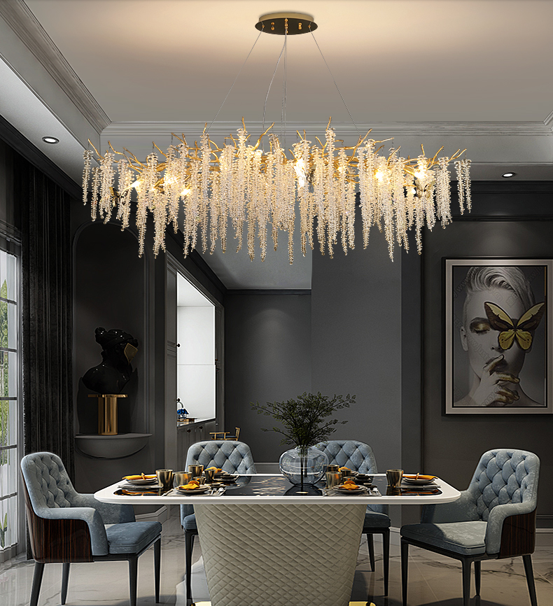 New Chandelier Strip Tassel Pendant Light for Dining Room or Restaurant Wholesale Glass Chandelier Modern