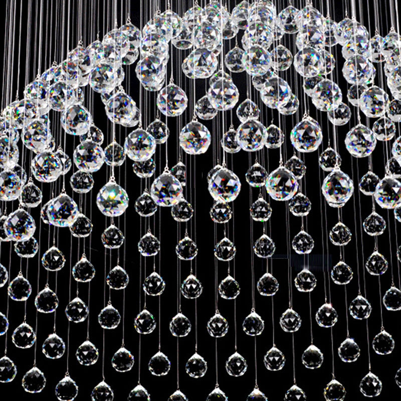 Nordic Design Raindrop Circle Crystal Ceiling Light Fixture Contemporary Chandelier Flush Mount