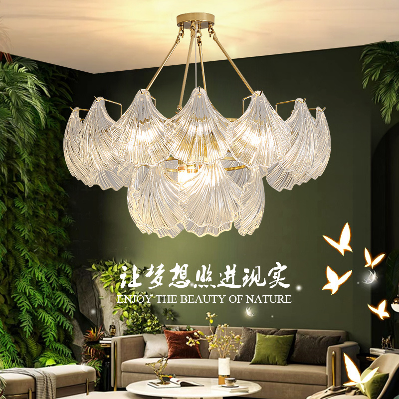 Contemporary Elegant Art Shells Shape Pendant Light Simple Home Decor Modern Luxury LED Golden Chandelier