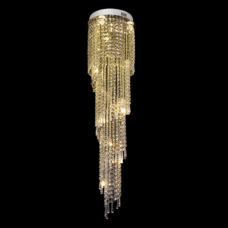 Modern Liquid Hanging Art Ceiling Light Crystal Magic Deco Hotel Entryway Chandelier Staircase