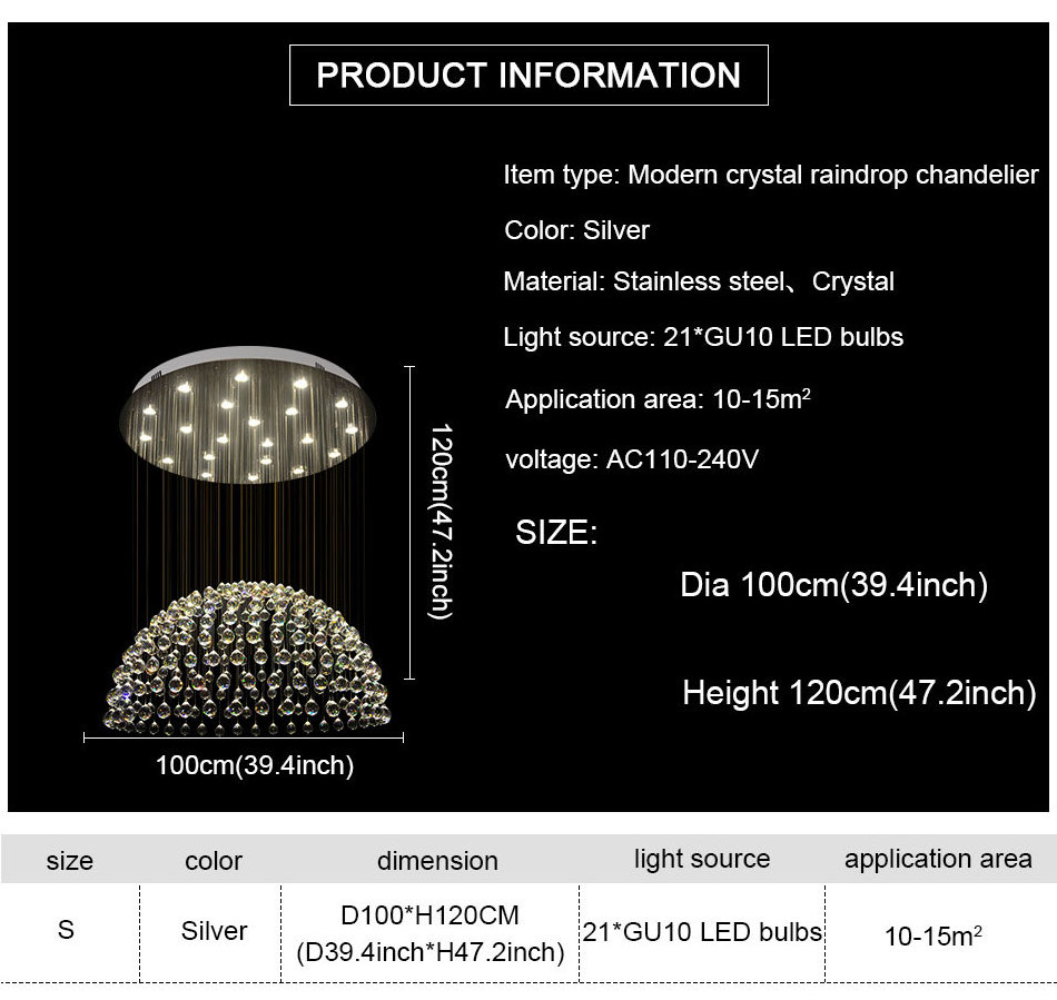 Nordic Design Raindrop Circle Crystal Ceiling Light Fixture Contemporary Chandelier Flush Mount