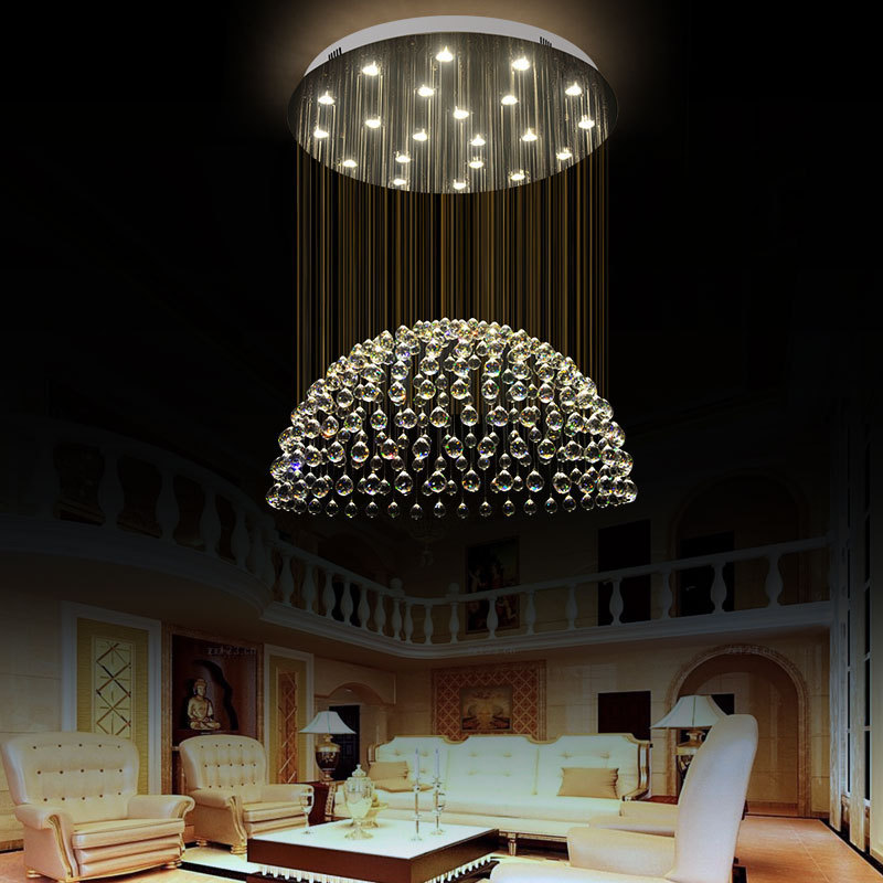 Nordic Design Raindrop Circle Crystal Ceiling Light Fixture Contemporary Chandelier Flush Mount