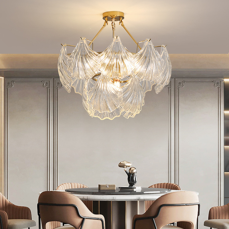 Contemporary Elegant Art Shells Shape Pendant Light Simple Home Decor Modern Luxury LED Golden Chandelier