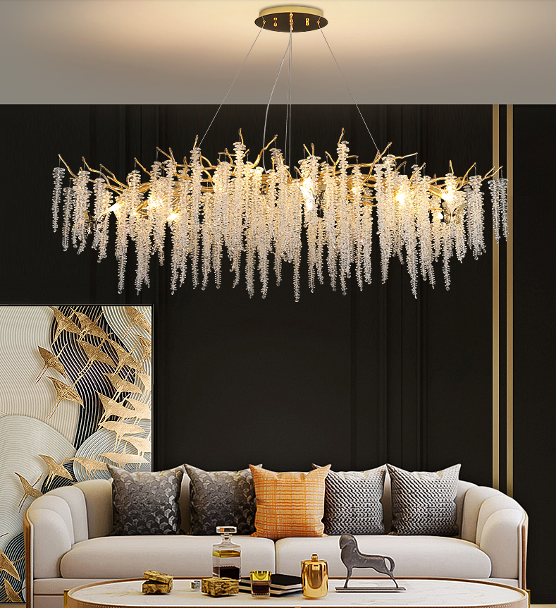 New Chandelier Strip Tassel Pendant Light for Dining Room or Restaurant Wholesale Glass Chandelier Modern