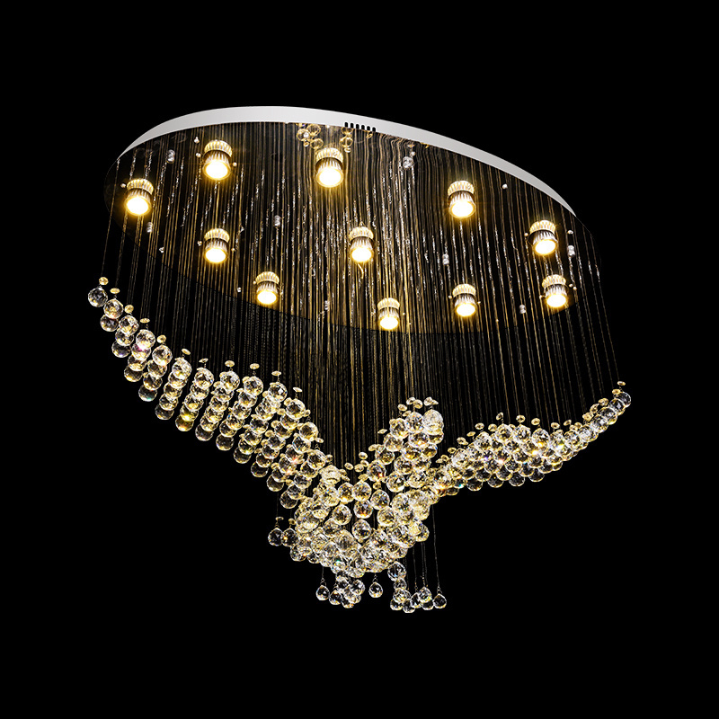 New Arrival Unique Eagle Shape Gold Crystal Ceiling Light Luxury Entry Chandelier for Staircase