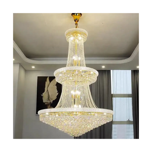 Antique Gold Hanging Crystal Light Hotel Lobby Staircase Luxury Modern Chandelier With Crystal