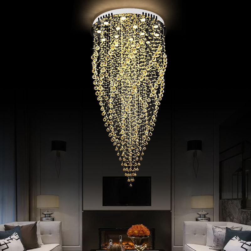 High Quality Luxury Design Crystal Light Liquid Wedding Decoration Entryway Chandelier for Foyer