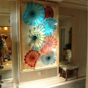 Newest Flower Design Decorative Wall Panels Home Accessories Murano Glass Wall Hanging Decoration