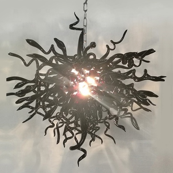 Home Decor Pendant Hanging Light Newest Design Black Murano Glass Chandelier Light Modern