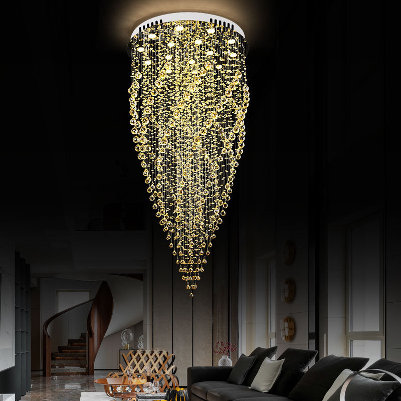 High Quality Luxury Design Crystal Light Liquid Wedding Decoration Entryway Chandelier for Foyer