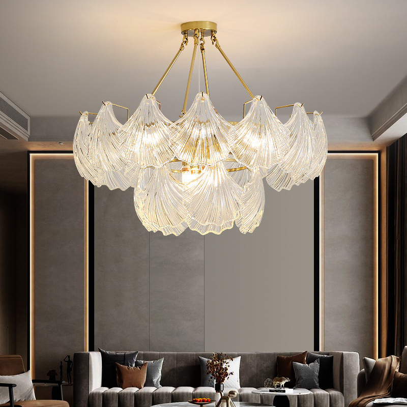 Contemporary Elegant Art Shells Shape Pendant Light Simple Home Decor Modern Luxury LED Golden Chandelier