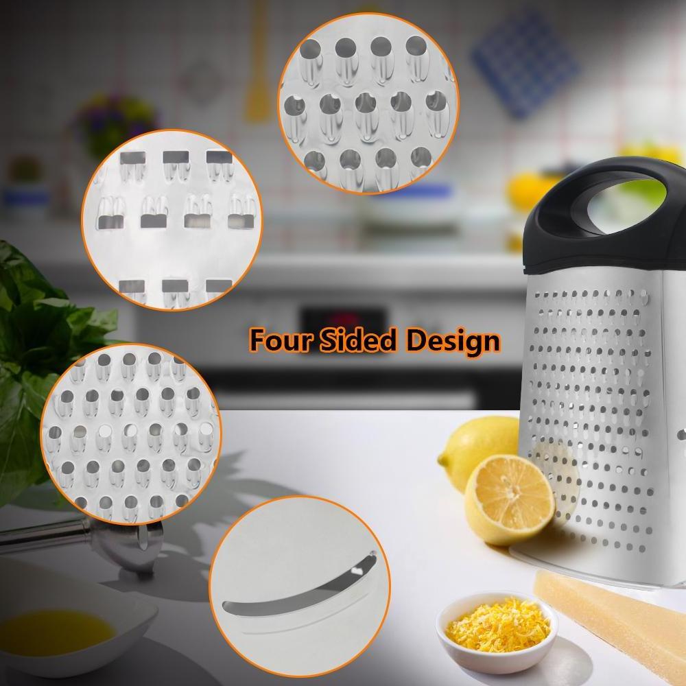 Black color 4 sided stainless steel 9 inch vegetable potato fruit cheese ginger garlic chesse grater