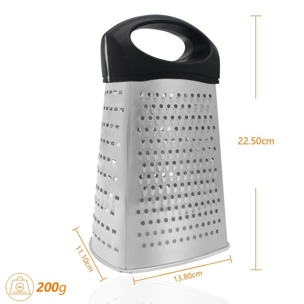 Black color 4 sided stainless steel 9 inch vegetable potato fruit cheese ginger garlic chesse grater