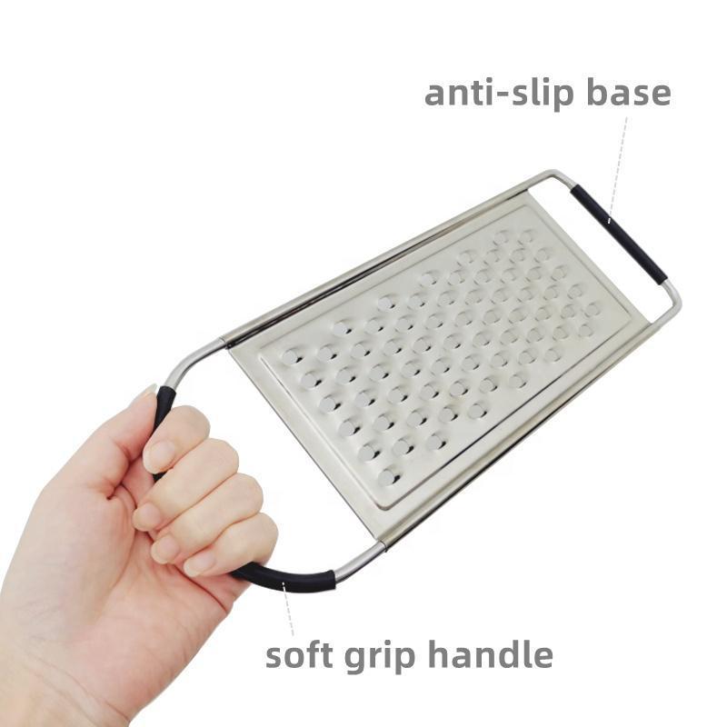 High Quality Stainless Steel Cheese Grater kitchen Grater Flat Grater with Anti-slip Soft Grip Handle