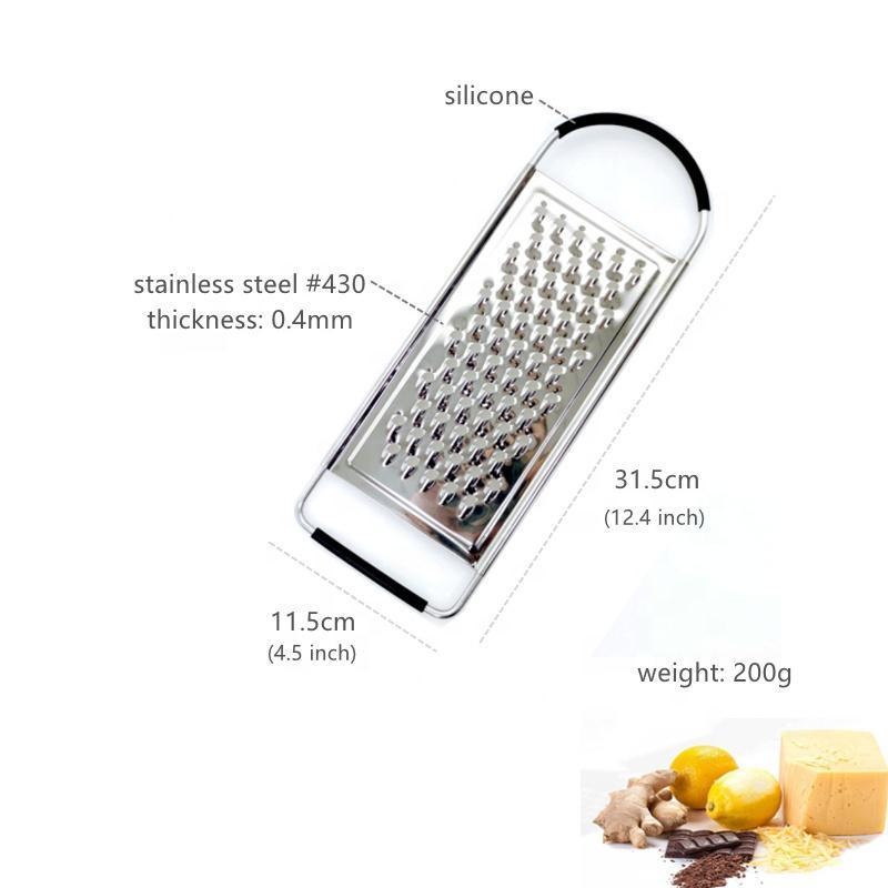 High Quality Stainless Steel Cheese Grater kitchen Grater Flat Grater with Anti-slip Soft Grip Handle