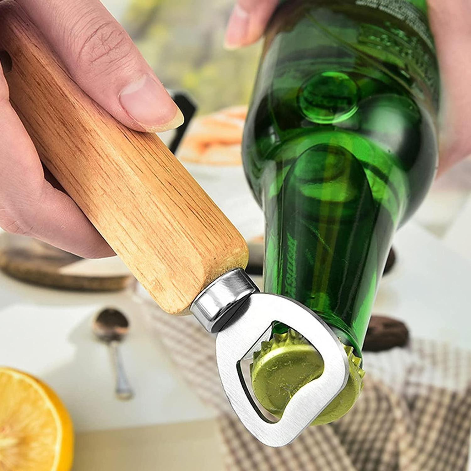 High quality bar wood handle beer bottle opener for camping traveling