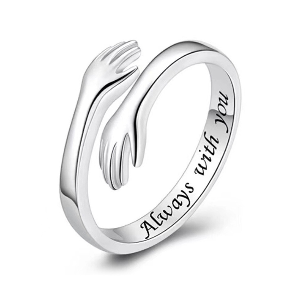 New Silver Ring Exquisite Embrace Opening Adjustable Stainless steel Ring for women/men