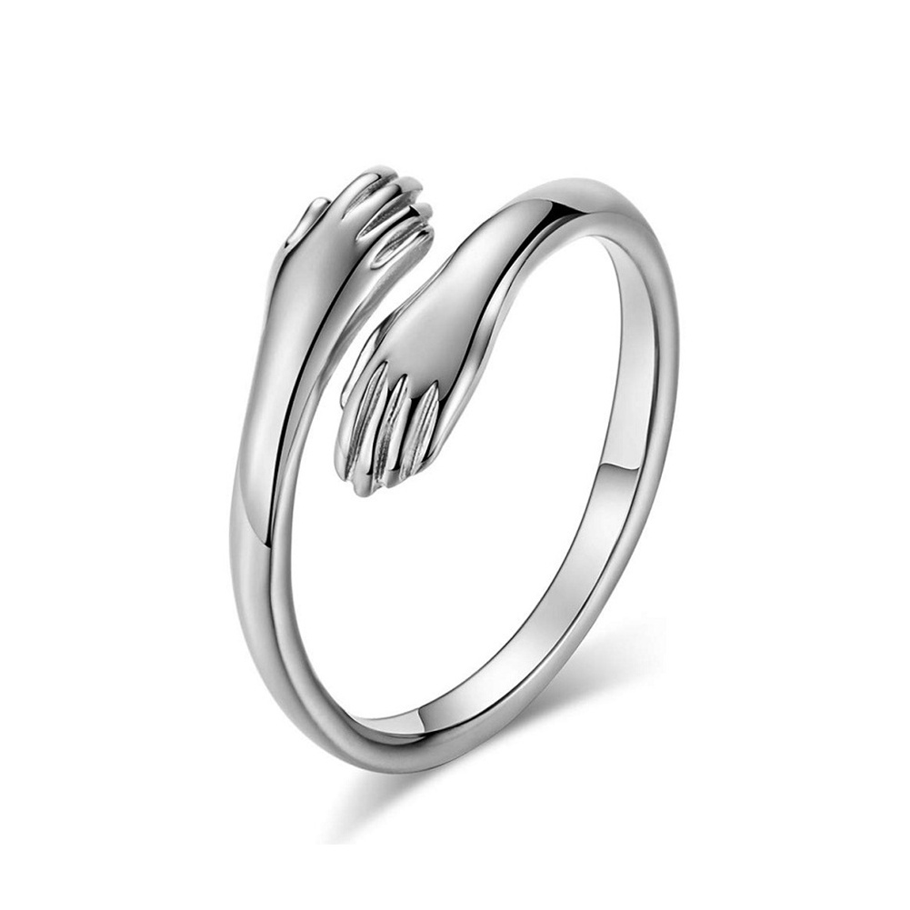 New Silver Ring Exquisite Embrace Opening Adjustable Stainless steel Ring for women/men