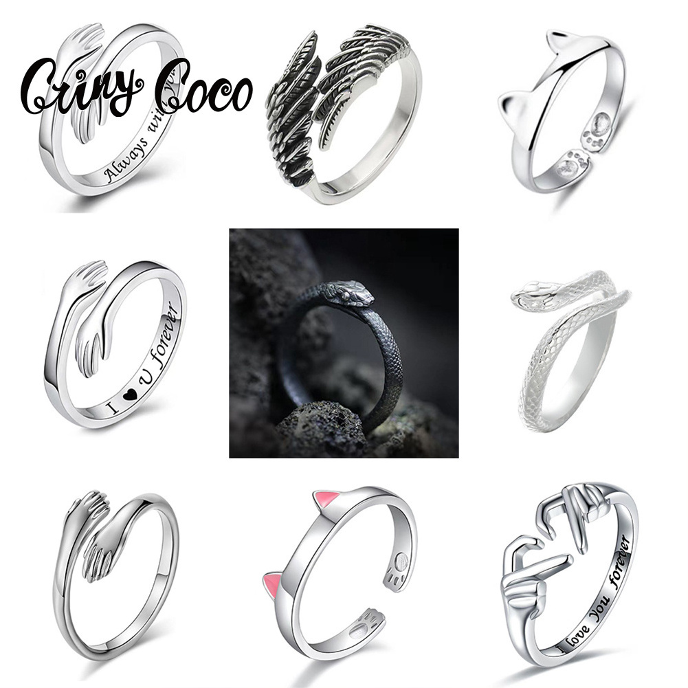 New Silver Ring Exquisite Embrace Opening Adjustable Stainless steel Ring for women/men