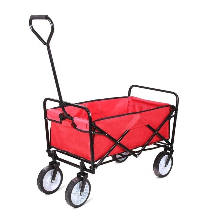 Folding Aluminum Garden Cart Metal Wagon Beach Cart Customized 4 Wheels Folding Wagon Cart