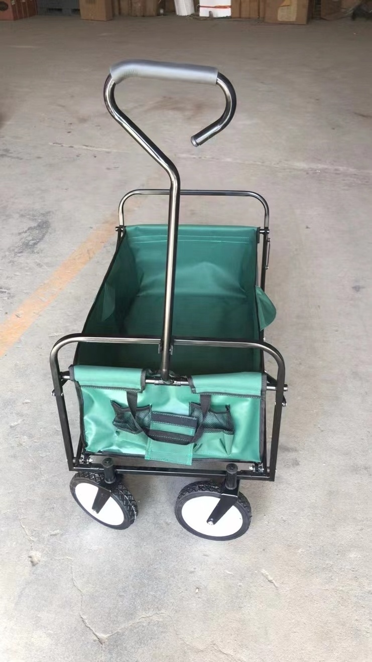 Folding Aluminum Garden Cart Metal Wagon Beach Cart Customized 4 Wheels Folding Wagon Cart