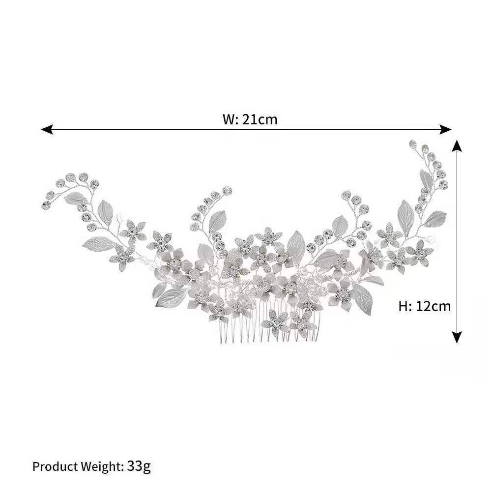 Engagement Party Hair Comb Floral and Crystal Bridal Hair Side Combs Silver Wedding Favors Accessories Women Headpiece