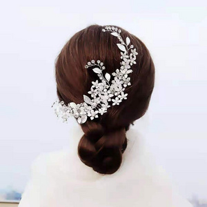 Engagement Party Hair Comb Floral and Crystal Bridal Hair Side Combs Silver Wedding Favors Accessories Women Headpiece