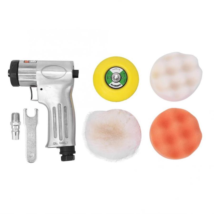 Compact pneumatic polisher kit ideal for polishing, compounding and applying automotive finishes.