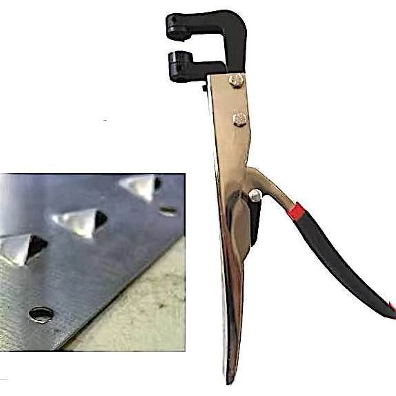 Metal Channel Letter Hole Punch Pliers raises a louvered shaped projection on metal edges with compound handle leverage LED tool