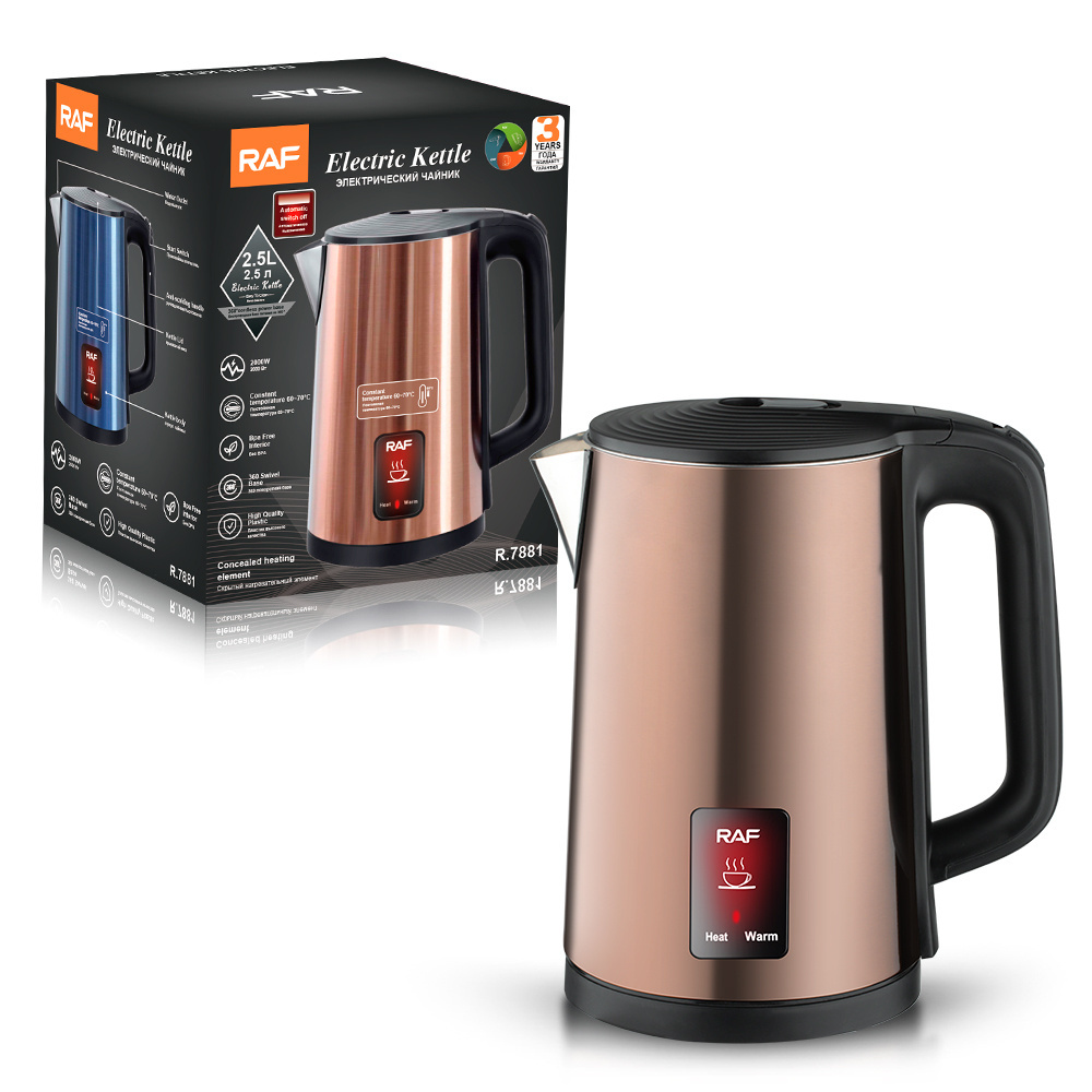 RAF Electric Kettle Stainless Steel Water Kettle Kitchen Appliance 2.5l Hot Water Electric Kettle