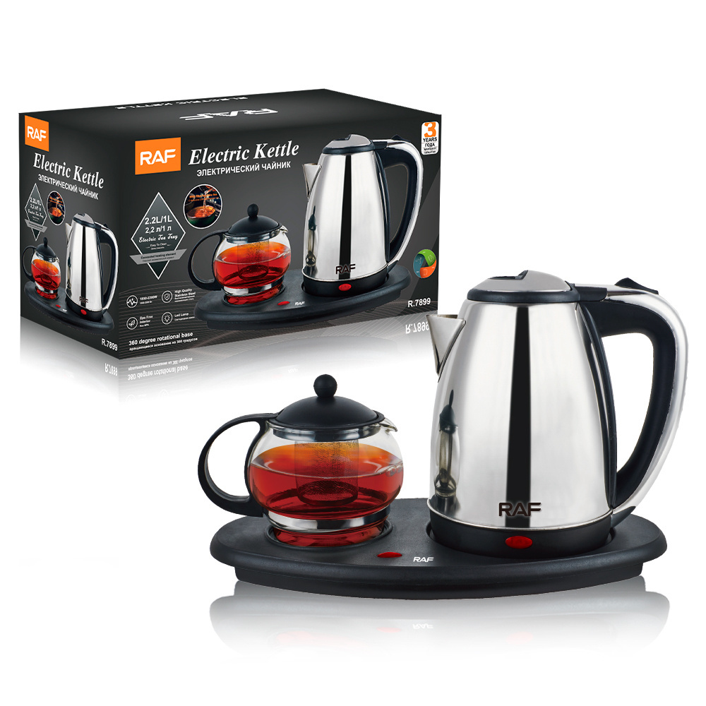 2022 Hot sale stainless steel electric teapot electric kettle with tray set