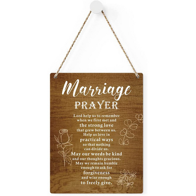 Rustic Wooden Wall Decor Wood Sign Christian Religious Inspirational Marriage Prayer Wall Plaque Art Decorations