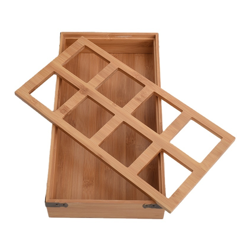 Bamboo tabletop jewelry storage box, cosmetic lipstick organizer box