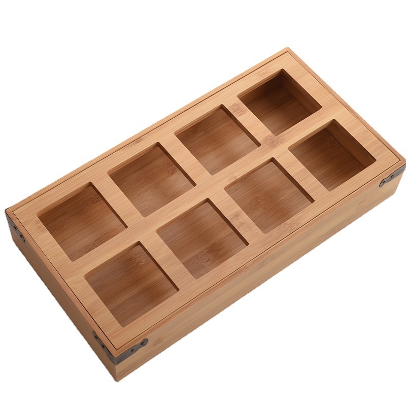 Bamboo tabletop jewelry storage box, cosmetic lipstick organizer box