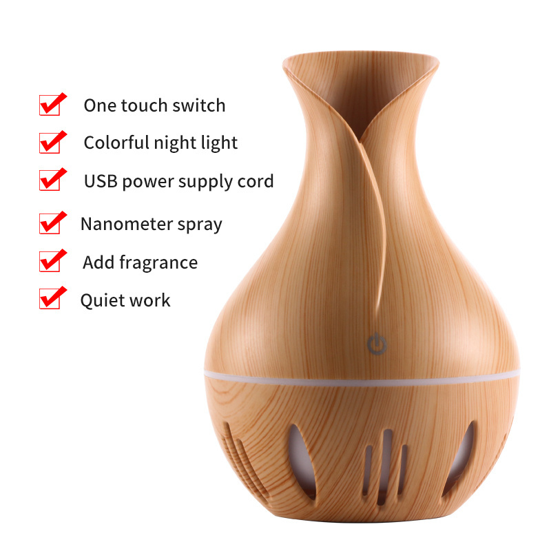 130ML Difusor De Aroma Humidificador De Aire Ultrasonic Madera Industrial Difusores Portatil Humificafor Air Humidifier Usb DC5V