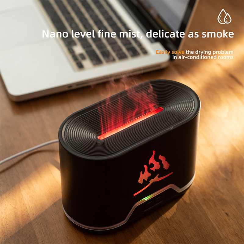 Custom logo Electric air freshener 3d fire aroma fragrance scent essential oil flame diffuser air humidifier