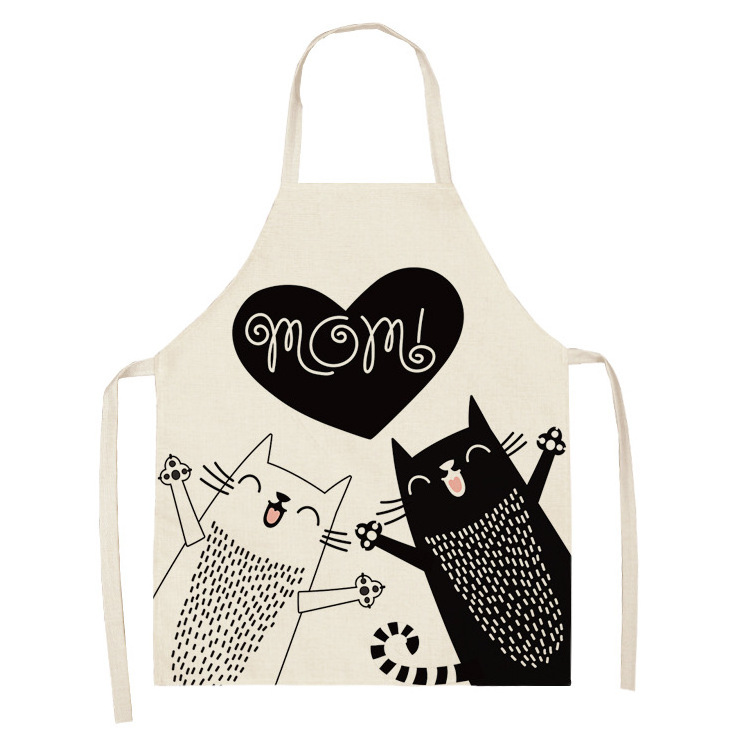 G&D Japanese Waterproof Oil-proof Cooking  Black and White Cat Animal Cartoon Apron