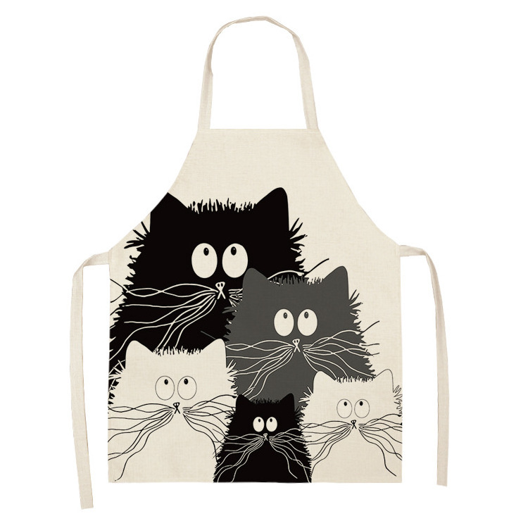 G&D Japanese Waterproof Oil-proof Cooking  Black and White Cat Animal Cartoon Apron