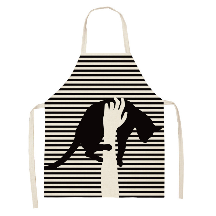 G&D Japanese Waterproof Oil-proof Cooking  Black and White Cat Animal Cartoon Apron