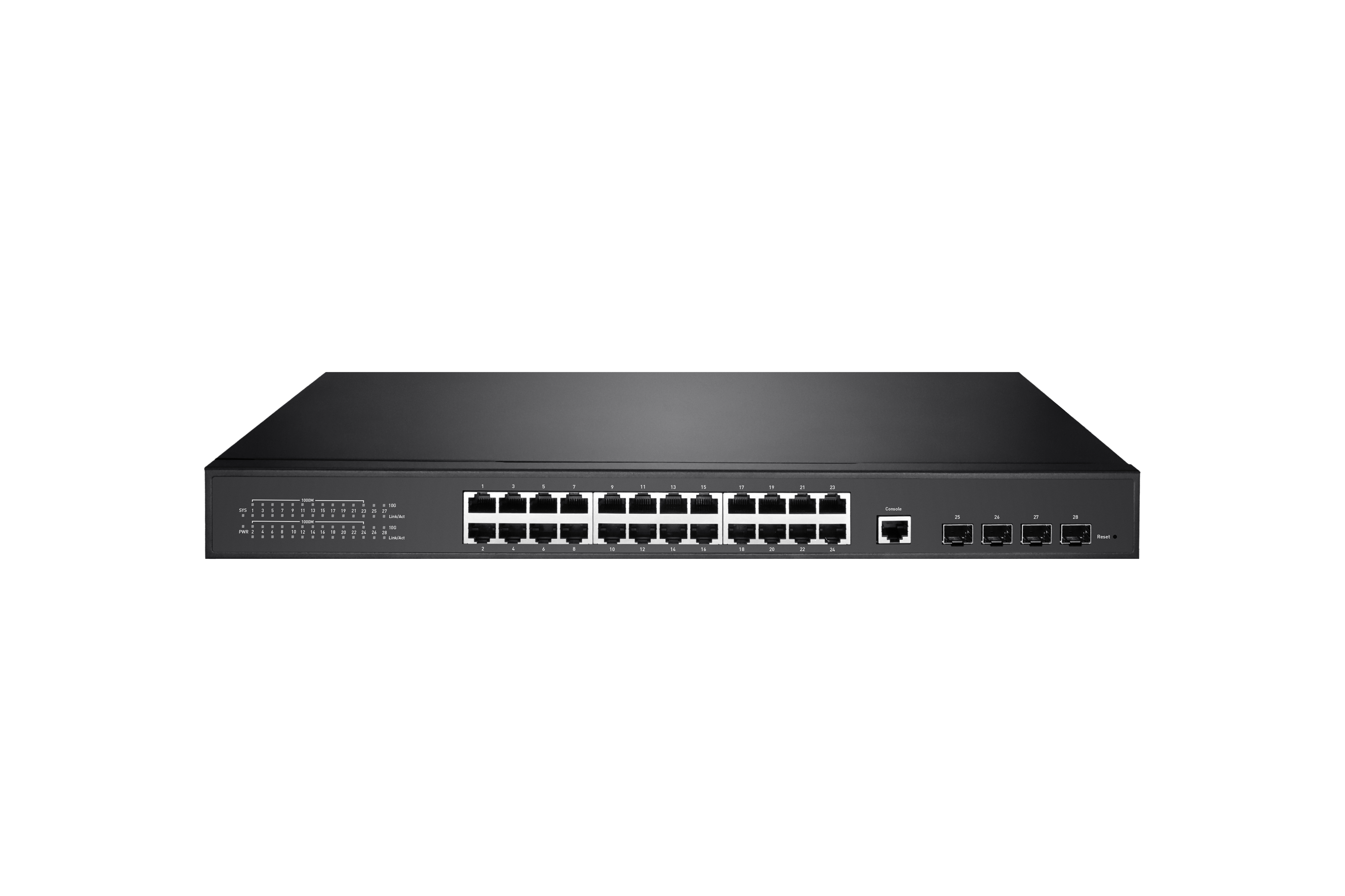 Layer 3 Managed Ethernet Switch With 24G Ethernet AJ45 Ports And 4 10G SFP Fiber Ports SR-ST3428F