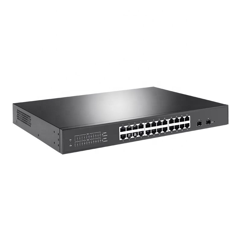 380W 24 Port Gigabit Lite Managed Rack Mount Poe switch  With 2 SFP Uplink