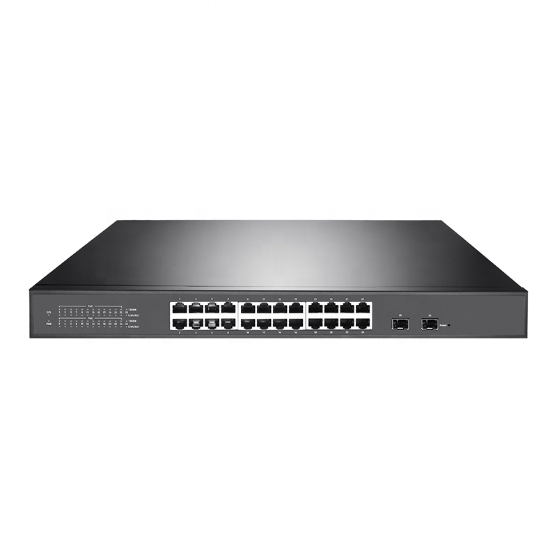 380W 24 Port Gigabit Lite Managed Rack Mount Poe switch  With 2 SFP Uplink