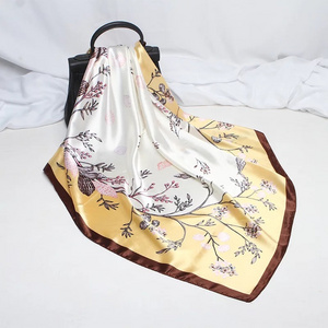 China manufacturer air hostess neck scarf custom printing bitak odm square flowered big ladies hijab silk scarves bondage  2 bu