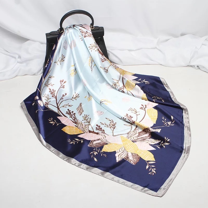 China manufacturer air hostess neck scarf custom printing bitak odm square flowered big ladies hijab silk scarves bondage  2 bu