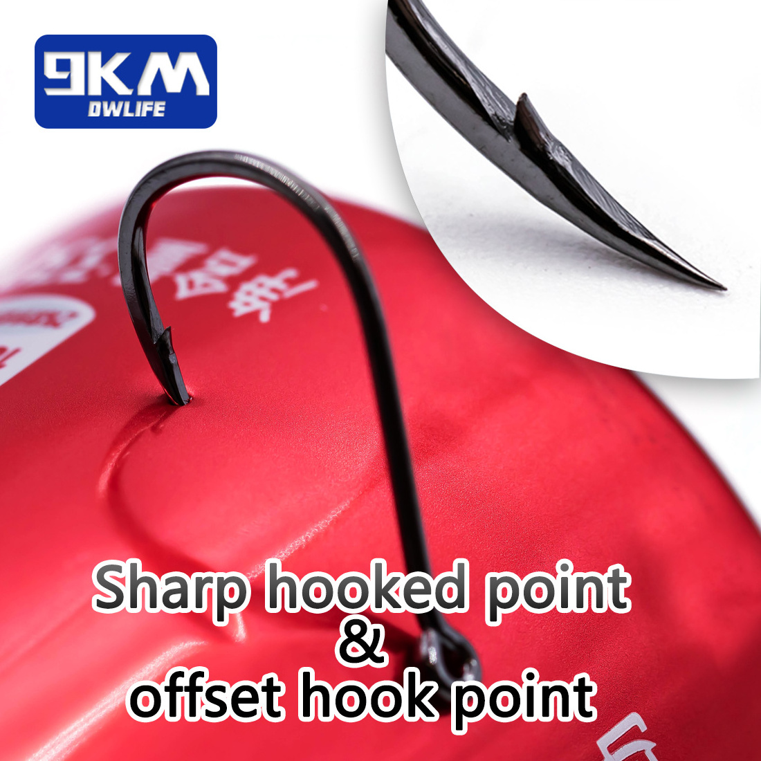 9KM Fishing Hooks Saltwater Fishing J Hooks Strong Sharp Needle Point Barbs Ringed Eye Saltwater Fishing Octopus Hooks