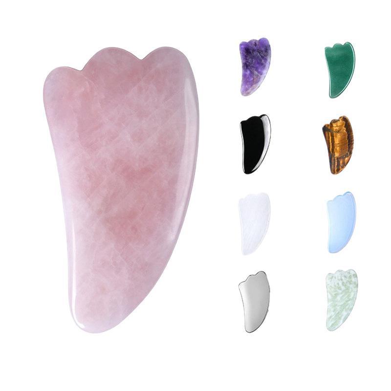 100% Natural Rose Quartz Face Crystal gua sha board Black-White Jade Facial Gua Sha Stone for Massage Green Pink Guasha Stone