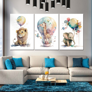 Nursery decor Wholesale Factory OEM Animal Cartoon Decorative Painting Kids Room Wall Art