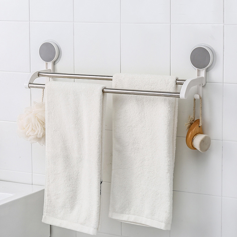 Modern Towel Holder Bathroom Organizing Accessories Punch-free Plastic Wall-mounted Towel Rack With Hooks