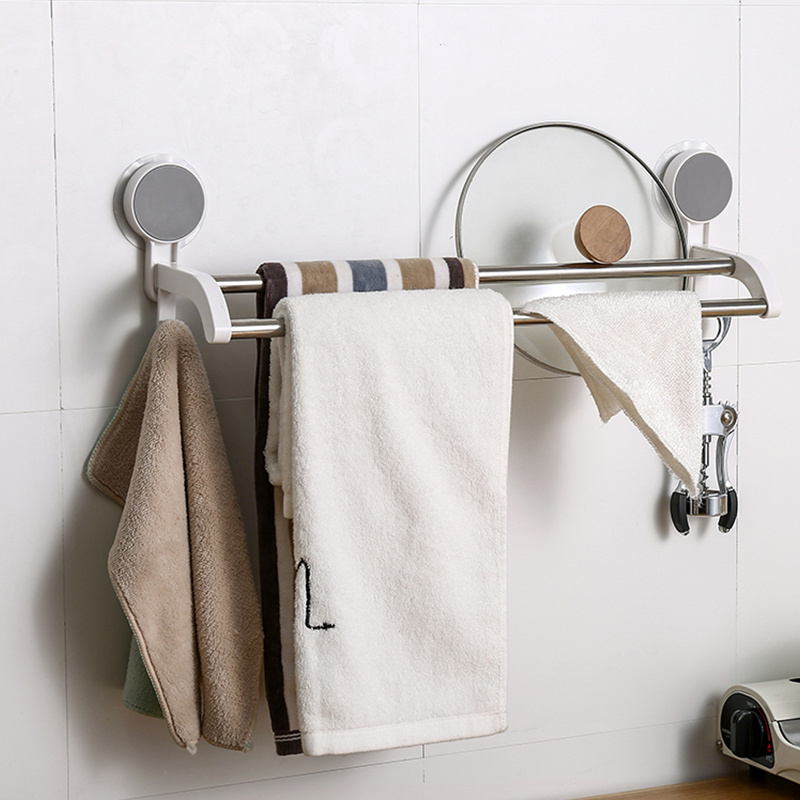 Modern Towel Holder Bathroom Organizing Accessories Punch-free Plastic Wall-mounted Towel Rack With Hooks