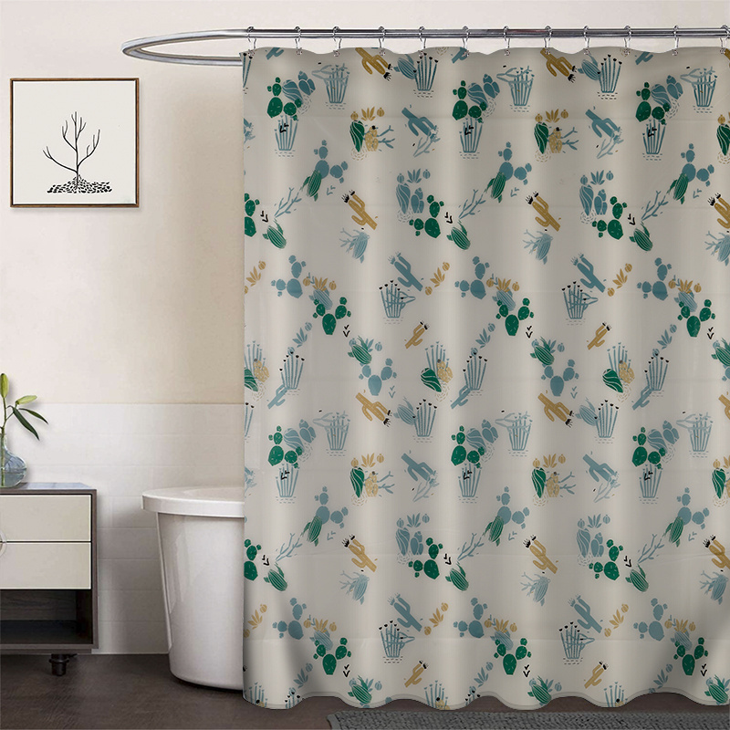 Bathroom Decor 180*180 cm Curtain PEVA Printing Waterproof Mildew-proof Shower Curtain With Hooks